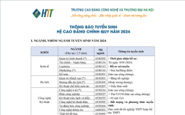 Trường Cao đẳng Công nghệ và  Thương mại Hà Nội thông báo tuyển sinh hệ cao đẳng chính quy năm 2024